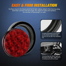 Nilight - TL-18 2PCS 4" Round Red LED Trailer Tail Lights w/Surface Mount Grommet Plugs IP67 Stop Brake Turn Tail Lights for Truck Trailer RV Jeep