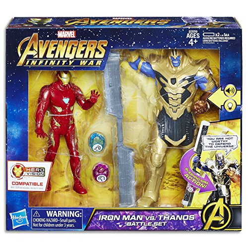 Marvel Avengers - Iron Man vs Thanos Battle Set - Infinity War Movie Inspired - Hero Vision Compatible - Kids Toys - Ages 4+