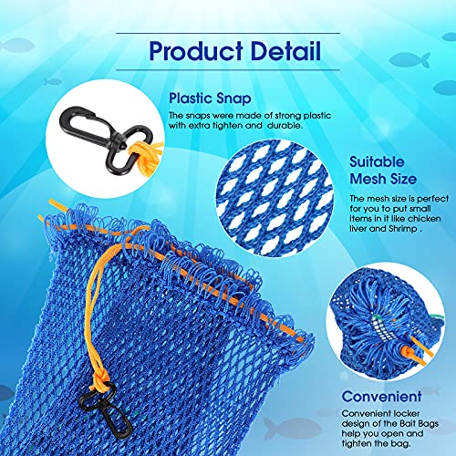 3 Pieces Crab Trap Bait Bags Outdoor Sports Style with 3 Pieces Rubber Locker for Fishing Crab Traps Catch