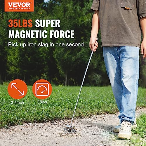 VEVOR Telescoping Magnetic Sweeper Pickup Tool, Handheld Screws Parts Finder with 15.9 kg Pull Capacity, Retractable Handle 210-845 mm with Strong Magnet, Pick up Nails Screws Metal Parts