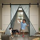 1 PC Free Bug Instant Mesh Screen Door Magnetic Hands Mosquito Fly Pet Patio Net, Easy Install, 82.7" L x 39.4" W, Breathable Black Net for Patio, Pet-Friendly