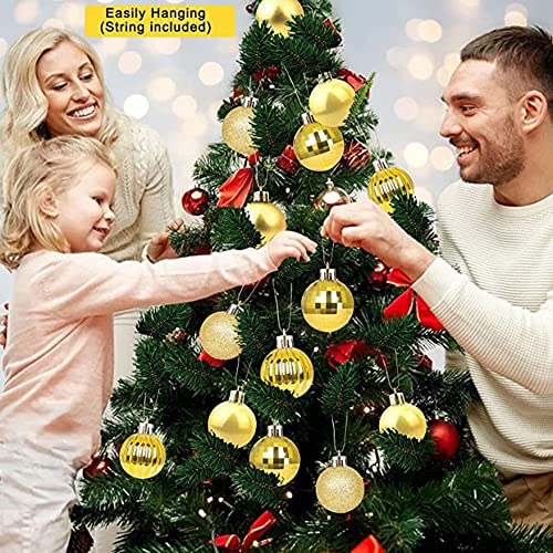 4cm/1.6inch Christmas Ball Ornaments - 34Pcs Shatterproof Plastic Christmas Balls, with Hanging Loop Sparkling Halloween Christmas Tree Ornaments Balls for Holiday and Party Decoration (Golden)