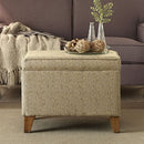 HomePop Upholstered Storage Ottoman with Hinged Lid, Tan