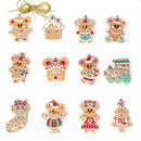 12pcs Christmas Ornaments Gingerbread Man Xmas Tree Decorations Christmas Stocking Plastic Figurines Ornaments with Sugar Cookie House for Christmas Tree Hanging Party Ornaments DIY Decor 7.5cm Tall