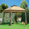 Yaheetech 11'x11' Pop Up Gazebo Outdoor Canopy Shelter Instant Pop Up Patio Gazebo Sun Shade Gazebo Canopy Tent with Double Tiers and Mesh Netting, for Lawn, Garden, Backyard and Deck (Khaki&Brown)