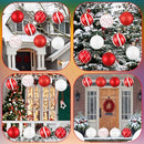 Wettarn Set of 8 Large Christmas Ball Ornaments 6 Inch Glitter Hanging Christmas Plastic Balls Indoor and Outdoor Hanging Christmas Tree Decorations for Lawn Yard Garden Party(Red and White)