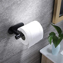 Black Toilet Paper Holder Wall Mount - Adhesive Paper Towel Holder 5 inch 304 Stainless Steel for Bathroom