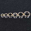 316L Stainless Steel Gold Bevel Edge Flesh Ear Tunnel Plug Ear Gauges Expanders Body Jewelry (Gauge=00g(10mm))