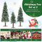 Costway Snowy Christmas Tree Set of 3, Artificial Xmas Tree with 129/231/ 369 PVC Branch Tips & 50/100/ 150 Warm White LED Lights, Pre-Lit Slim Xmas Decoration Tree, 90cm/120cm/150cm