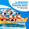 5 Person Recreational Inflatable Banana Boat with Storage Bag, Foot Pump, and Repair Kit, with Reinforced Seats and Foot Areas