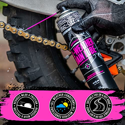 Muc-Off All-Weather Motorcycle Chain Lube, 400ml - Motorbike Chain Lubricant, Chain Wax for All Conditions - Motorcycle Chain Oil for On and Off-Road