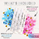 Gender Reveal Confetti Cannon - 4 Pack - Pink and Blue Heart Shape Paper Gender Reveal Cannons and Biodegradable Gender Reveal Smoke Bombs | Gender Reveal Powder Cannon | Gender Reveal Powder Poppers