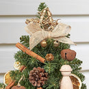 WBHome 1.8 Feet Pre-lit Decorated Tabletop Christmas Tree, Boho-Minimalist Christmas Themed Decorations with Pine Cones, Pre-Lit Mini Christmas Tree, 35 Bulbs