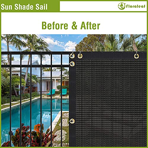 FLORALEAF Privacy Fence Screen Heavy Duty Shade Net Fabric with Brass Gromment Outdoor Windscreen-Black, 6' x 50'