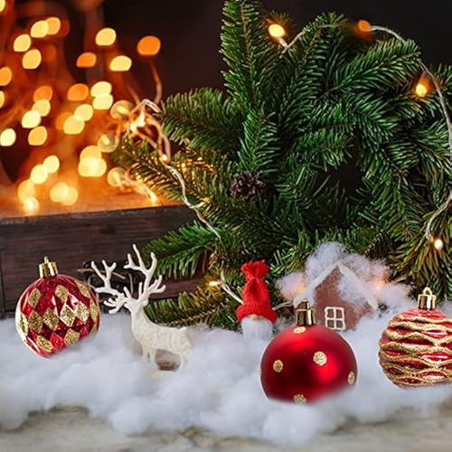 Uten Christmas Baubles Red Christmas Tree Baubles Christmas Tree Decoration Pack of 12 Acrylic Diameter 6 cm for Christmas, Party, Wedding