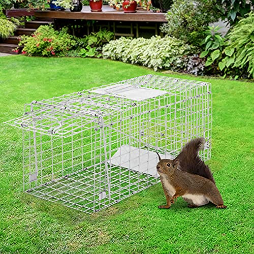 Gardeon Mouse Trap, 66 x 23 x 25cm Guinea Pig Rat Rabbit Cage Possum Rats Fox Cat Humane Mice Traps Small Animals Cages for Indoor Outdoor Farm Backyard, Automatic Door Lock Collapsible Silver