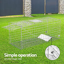 Gardeon Mouse Trap, 66 x 23 x 25cm Guinea Pig Rat Rabbit Cage Possum Rats Fox Cat Humane Mice Traps Small Animals Cages for Indoor Outdoor Farm Backyard, Automatic Door Lock Collapsible Silver