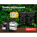 Giantz Water Pump, 800W Electric High Pressure Garden Pumps Controller Irrigation for Pool Pond Tank Home Farm, Portable Automatic Switch Anti-rust Stainless Steel Body Black