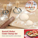 [13 Pieces Upgraded] 6 Pieces Ravioli Maker Cutter Stamp Set with Wooden Handle Four Shapes and 7 Pieces Stainless Steel Dumplings Maker Three Sizes–For Ravioli, Pasta, Dumplings, Lasagna, Pierogi