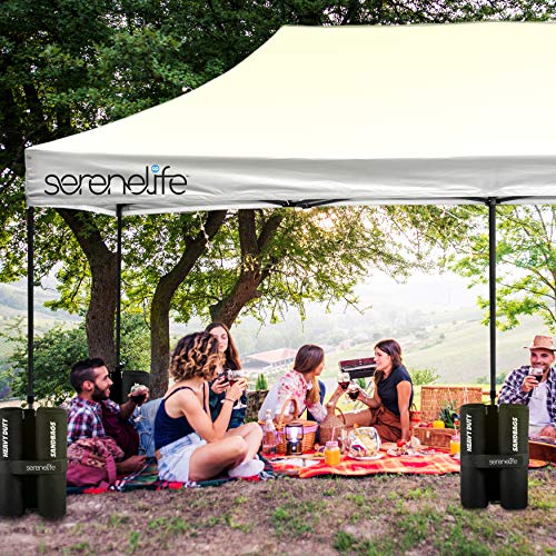 Pop Up Canopy Tent 10x20 - Commercial Instant Shelter Foldable/Collapsible Sun Shade Canopy Pop Up Tent w/Waterproof Tent Top, Portable Carry Bag & Sand Bag - SereneLife SLGZ20W (White)