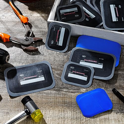 Zhengmy 40 Pieces Tire Patches 2.56 x 3.15 Inches, 3.15 x 4.7 Inches Tire Patch Tire and Tube Patch Tire Repair Tools Tire Patches Kit for Bike Motorcycle Vehicle Puncture Repair (Rectangle)