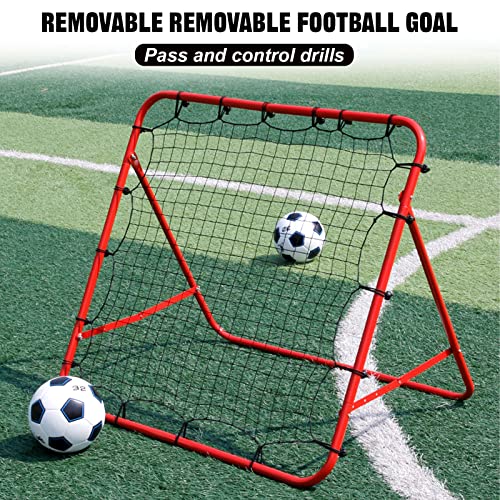 Swpeet Duarble Foldable Football Training Rebounder Net with Thickened Tube and Rope Assortment Kit, Training Soccer Kickback Target Goal Net Perfect for Backyard Soccer Practice and Soccer Training