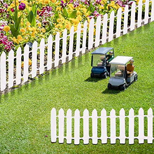 40 Inches Miniature Fairy Garden Fence, DIY Wood Picket Fence Mini Ornament for Dollhouse Home Garden White