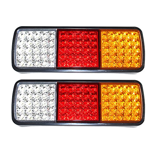 Elinz 2x LED Tail Lights Reverse Indicator Brake Trailer Truck Caravan UTE 12V 75 LEDs ADR Approved IP67 Hermetically Sealed PC Lens ABS Body