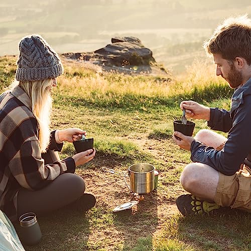 Stanley Adventure Stainless Steel Camping Cooking Set for Two 1.0L / 1.1 QT with Bowls and Sporks - 6 Piece Camp Cook Set - Stainless Steel Pot with Lid - Cookware for Backpacking and Camping