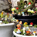 Woanger 30 Pcs Fairy Outdoor Garden Accessories Resin Mini Hedgehog Mushroom Miniature Figurines Garden Tiny Animals Figurines for House Terrarium Plant Bonsai Craft Decor(Vivid)