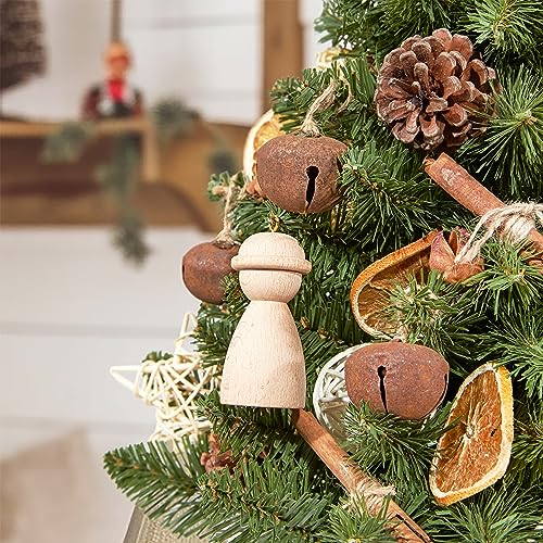 WBHome 1.8 Feet Pre-lit Decorated Tabletop Christmas Tree, Boho-Minimalist Christmas Themed Decorations with Pine Cones, Pre-Lit Mini Christmas Tree, 35 Bulbs