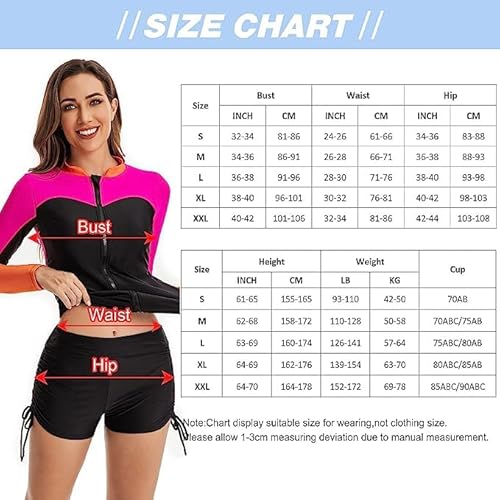 Womens Two Piece Long Sleeve Rash Guard UPF 50+ UV Sun Protection Swimsuit Surfing Bathing Suit with Boyshort (as1, alpha, x_l, regular, regular)