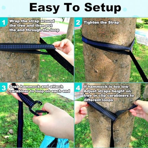 Camping Hammock, Camping Essentials & Camping Gifts with Two Tree Straps Single or Double Nylon Travel Tree Hammocks for Camping Backpacking Hiking