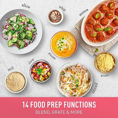 Sunbeam Multi Food Processor Plus | 2-in-1 Blender & Processor, Durable Attachments for 14 Meal Prep Tasks, 2L BPA-Free Bowl, 1.5L Glass Blender Jug for Smoothies, 2 Speeds Plus Pulse, Black,LCP6000BK