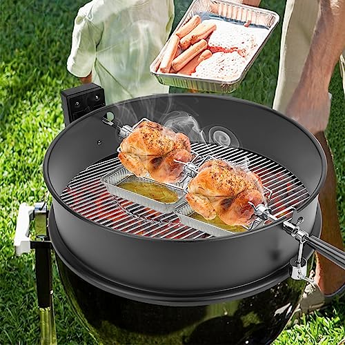 onlyfire Double Ended 8-Prong Rotisserie Fork + 4-Prong Meat Forks (2 Pieces), BBQ Grill Rotisserie Chicken Forks Kit, Fits 12 MM Hexagon & 10 MM and 8 MM Square Spit Rods
