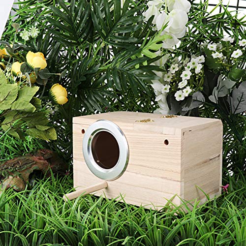 POPETPOP Outdoor Bird Aviary Bird Nesting Bird Viewing Boxes Birdemic Parakeet Bird Watching Holder Birdhouse for Finches Lovebird Birdhouse for Wild Birds Pet Nest Window Wooden