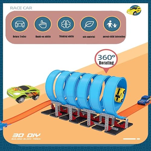 Construction Race Track Toy Set for Kids, Slot Race Car Track Playset with 2 Race Trucks, Flexible Race Tracks for 3 4 5 6 7 Years Old Boys and Girls Kids Christmas Birthday Gifts (679-105)…