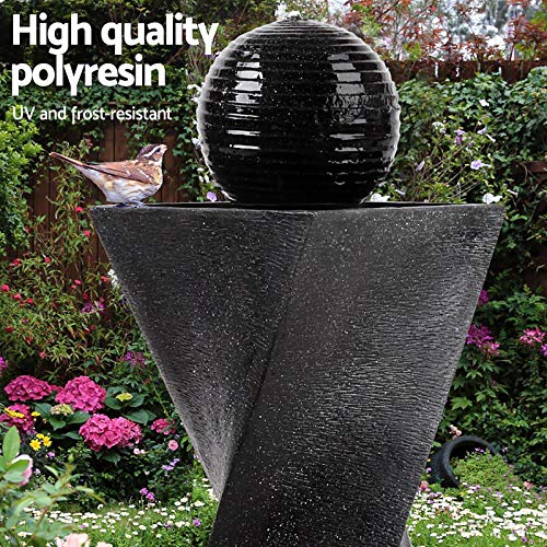 Gardeon Solar Water Fountain, 2W 85cm Tall Feature Pump Bird Bath Powered Features Fountains Garden Outdoor Indoor Pond Decoration, Battery 4 LED Lights Black