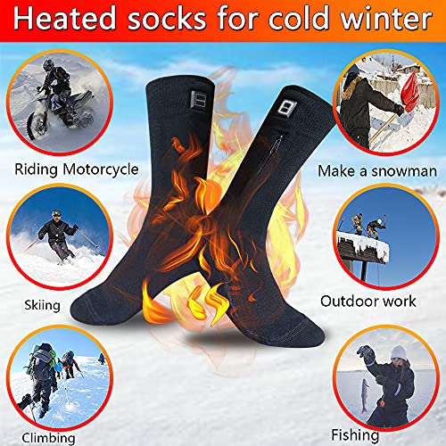 LPCRILLY Rechargeabel Electric Heated Socks,Battery Powered Heating Socks Foot Warmer for Men and Women, Riding Motorcycle Thermal Socks and Bicycle Camping Hiking in Cold Winter Warm Foot (L)