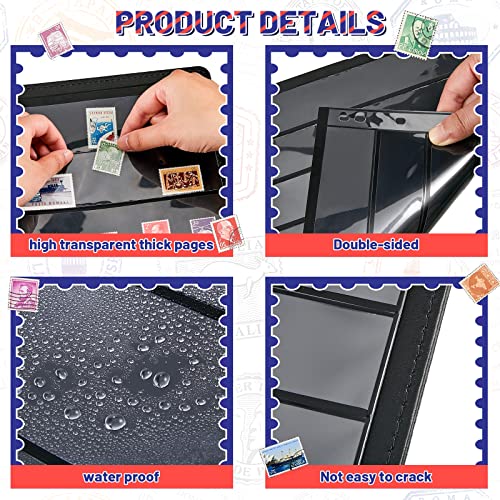 10 Sheets Stamp Pages Collector Stamp Album Page Stamp Pages for Stamp Album Binder with Standard 9 Hole Binder Sleeves for Stamp Collectors(4/5/6/7 Rows)