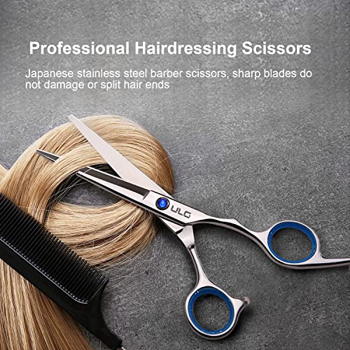 (Blue) - Hair Cutting Scissors, ULG Professional Hair Scissors 17cm Right-Hand Razor Edge Barber Scissors Salon Hair Cutting Shears Made of Japanese Stainless Steel, Hand Sharpened