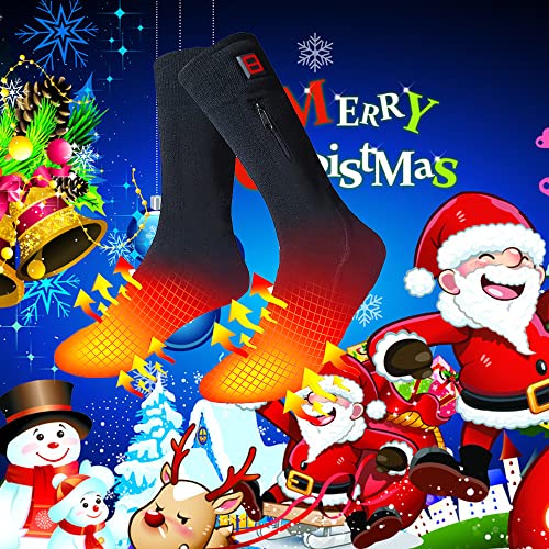 LPCRILLY Rechargeabel Electric Heated Socks,Battery Powered Heating Socks Foot Warmer for Men and Women, Riding Motorcycle Thermal Socks and Bicycle Camping Hiking in Cold Winter Warm Foot (L)