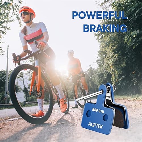 AGPTEK Bike Brake Pads, High-Performance Brake Pads, Disc Brake Pads & Spring (Semi-Metallic) for Mountain Bike Disc Brakes, Bike Pads Compatible with TRP Tektro Shimano Deore Br (Blue)