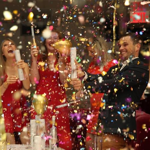 Multicolor Confetti Poppers 4 Pack | Confetti Cannon Party Poppers Confetti Shooter for Event Birthday Celebration | Bulk Streamer Blaster Cannon Launcher | Large Glitter Prank Package Gun Tube Stick