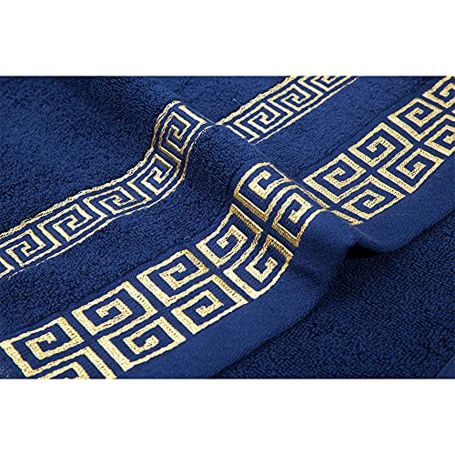 XHSP 100% Cotton Highly Absorbent Embroidered Towels 3-Piece Towel Set Hotel Bath Towel, 1 Bath Towels, 2 Hand Towels Extra Think Beach Bath Towels (Blue)