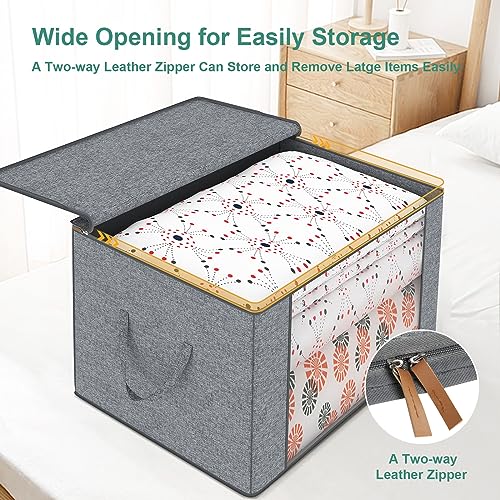 Ufurniture 75L Under Bed Storage Bag,3Pcs Foldable Underbed Storage Organizer Containers with Clear Window, Reinforced Handles,Zippers