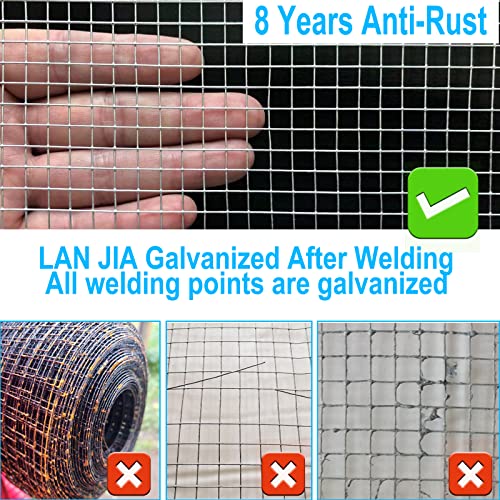 1/2” Galvanized Hardware Cloth 48" x 100' 19 Gauge Hot-dip Galvanized After Welding Chicken Wire Raised Garden Bed Plant Supports Poultry Netting