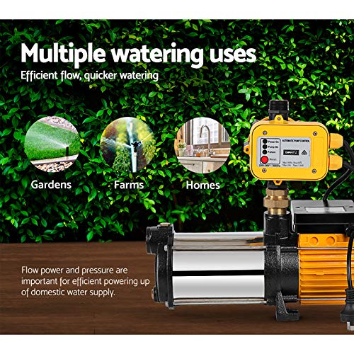 Giantz Water Pump, 2500W 240V Electric High Pressure Garden Pumps Controller Irrigation for Pool Pond Rain Tank Home Farm Clean, Multi Stage Fully Automatic Anti-rust Yellow