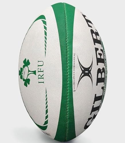 Gilbert Ireland International Replica Mini Rugby Ball, White/Green, 5