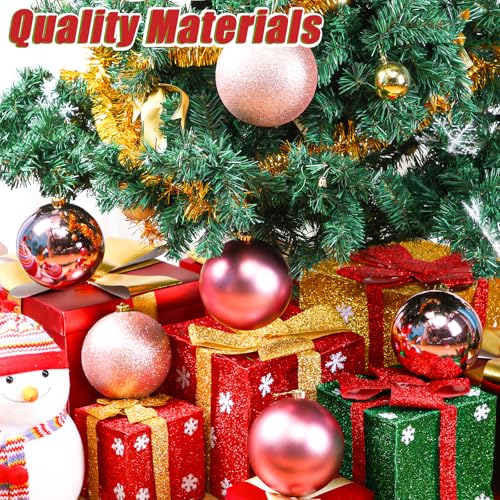 Wettarn 6 Pieces Large 6" Christmas Balls Christmas Tree Decoration Ornaments Shatterproof Balls for Birthday Easter Valentine Wedding Decorations 4th of July Memorial Day(Rose Gold Mix)